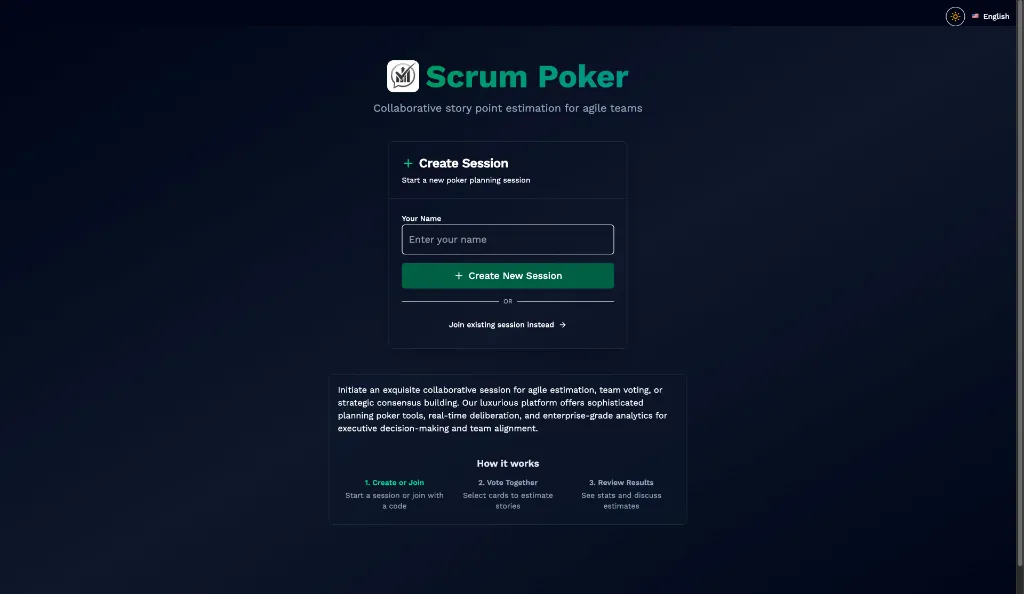 Scrum Poker collaborative story point estimation platform