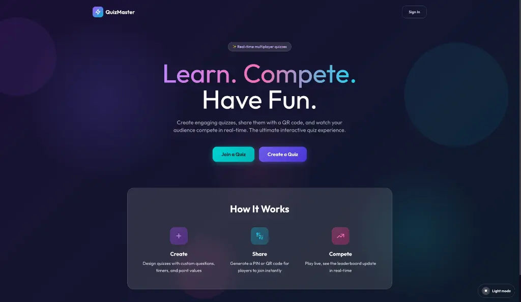 QuizMaster real-time multiplayer quiz platform